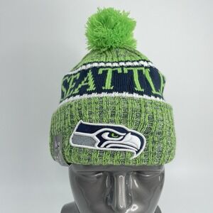 Seattle Seahawks NEW Beanie New Era One Size NFL Winter Hat Pom Green Blue